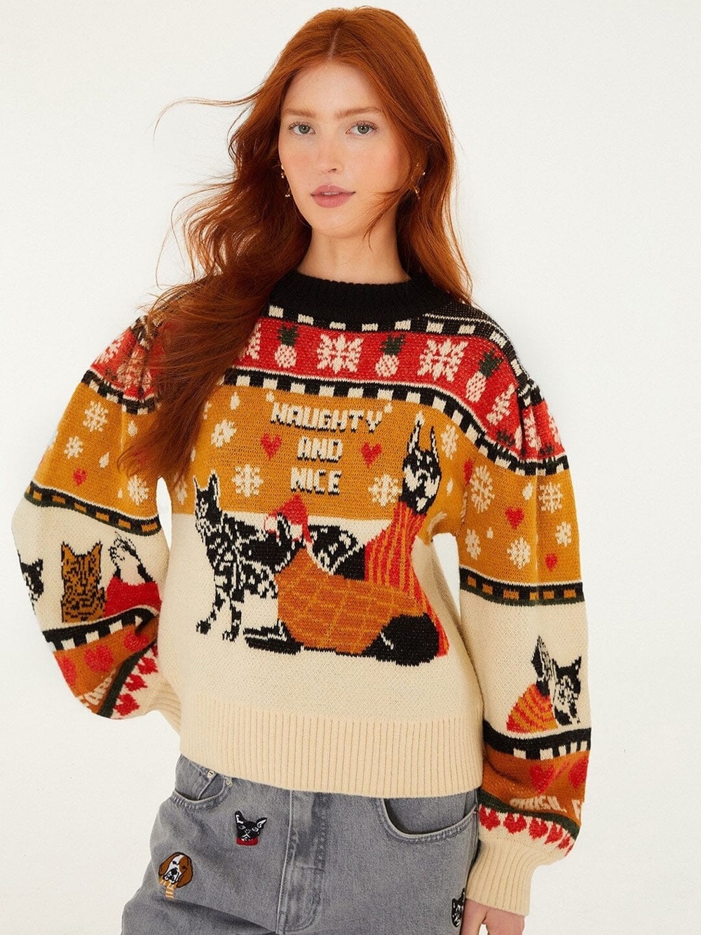 NWT FARM Rio Naughty and Nice Fair Isle Sweater Small
